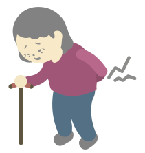 杖をつくおばあさん